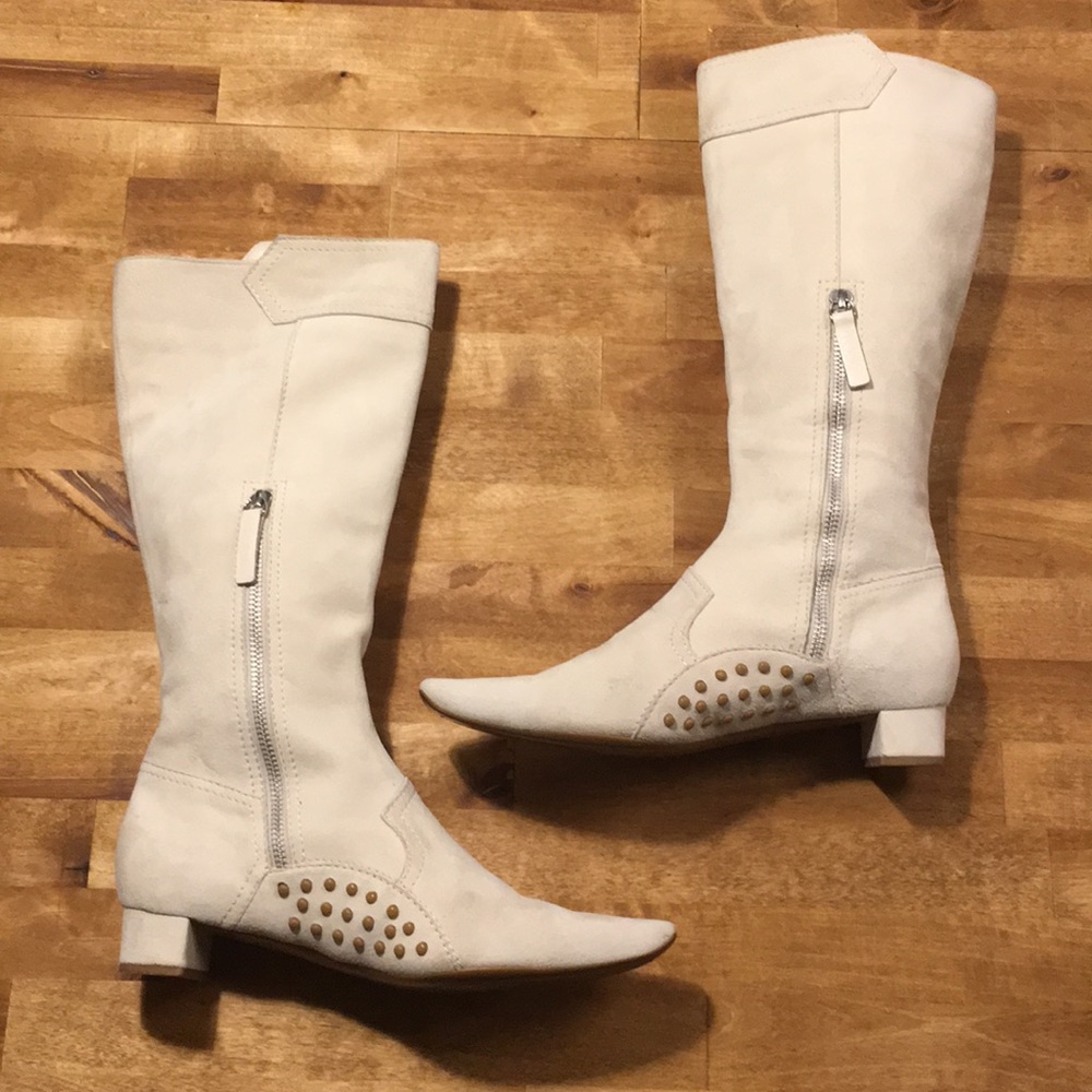 TOD’S tall suede block heeled boot